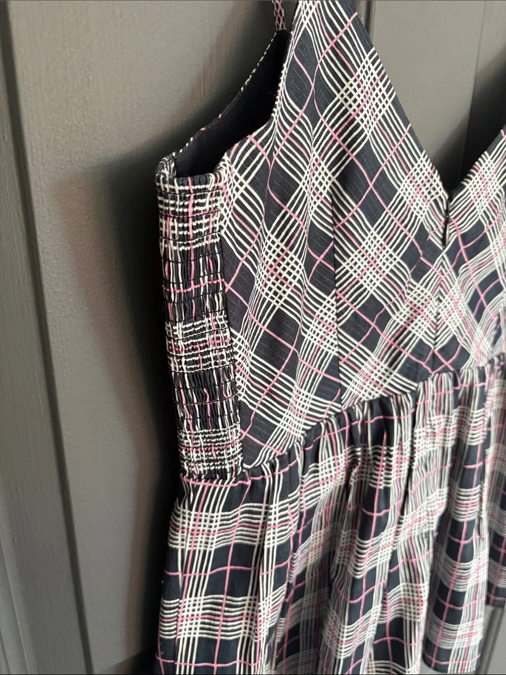 Club Monaco Navy and Pink Plaid Spaghetti Strap Camisole